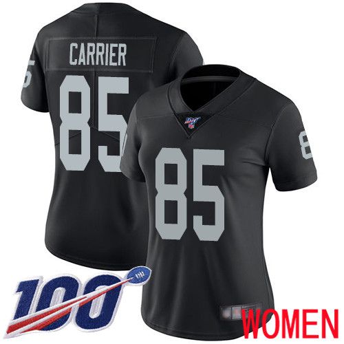 Oakland Raiders Limited Black Women Derek Carrier Home Jersey NFL Football #85 100th Season Vapor Jersey->women nfl jersey->Women Jersey